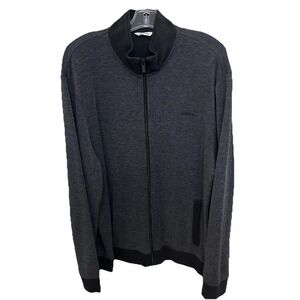 Calvin Klein men's full-zip sweatshirt/sweater grey and black jersey NWOT XL